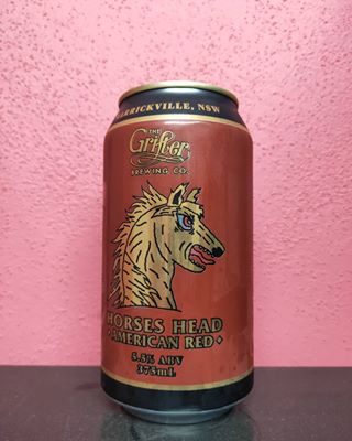 Horses Head American Red! Grifter cans have to be the best! Lovely balanced Amber Ale with toasted caramel malt and a dark fruit hop flavour!